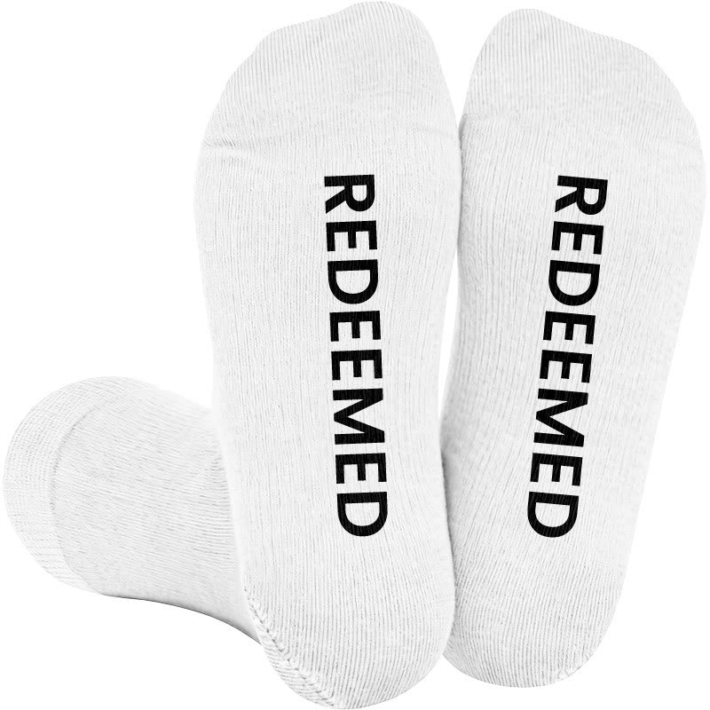 Plus Size Forgiven Blessed Redeemed Compression Socks(3 Pairs) - White(1 Pair) - 4XL - image 2