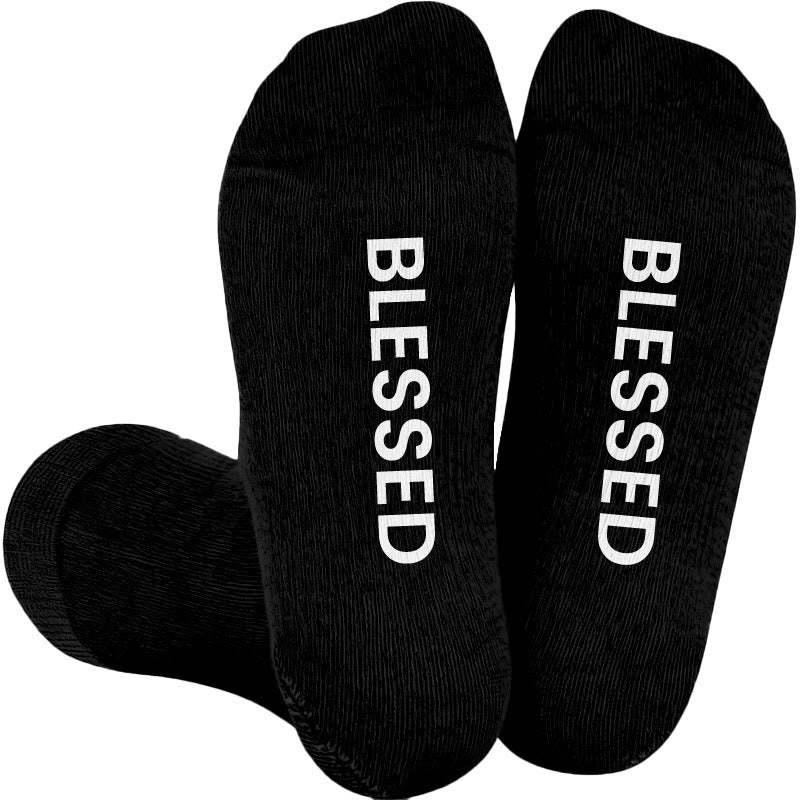 Plus Size Forgiven Blessed Redeemed Compression Socks(3 Pairs) - Black(1 Pair) - 4XL - image 3
