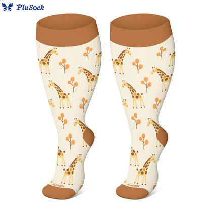Plus Size Giraffe Tiger Lion Compression Socks(3 Pairs) - image 4