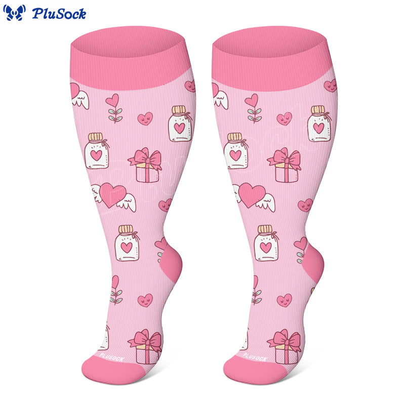 Plus Size Bow Heart Compression Socks(3 Pairs) - image 4