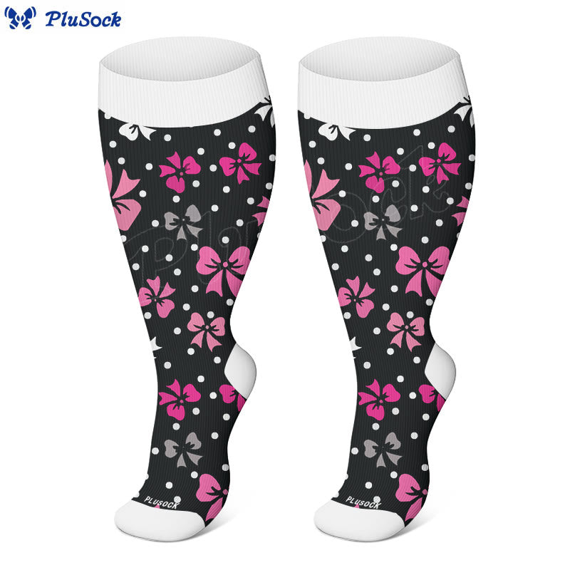 Plus Size Bow Heart Compression Socks(3 Pairs) - image 3