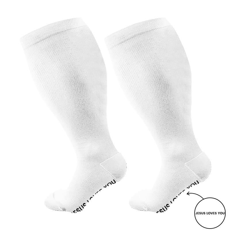 Plus Size Jesus Loves You Compression Socks(3 Pairs) - image 5