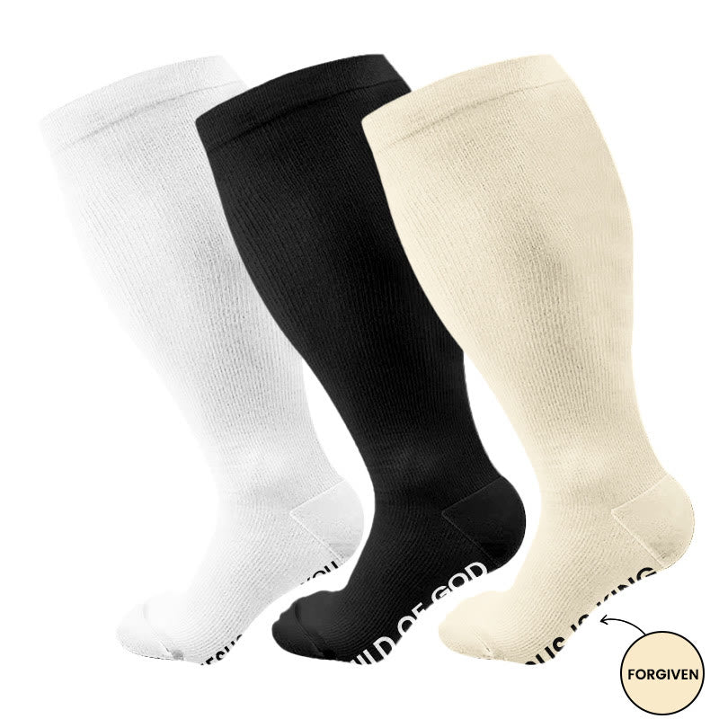 Plus Size Jesus Loves You Compression Socks(3 Pairs) - image 4