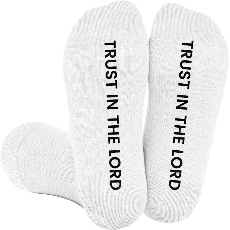 Plus Size Trust In The Lord  Compression Socks(3 Pairs) - White(1 Pair) - 4XL - image 1