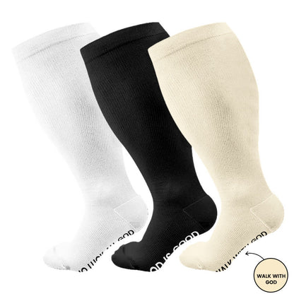 Plus Size Walk With God Compression Socks(3 Pairs) - Multicolor - 4XL - image 4