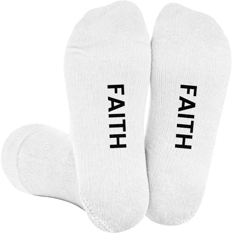 Plus Size Faith Stronger Compression Socks(3 Pairs) - White(1 Pair) - 4XL - image 1