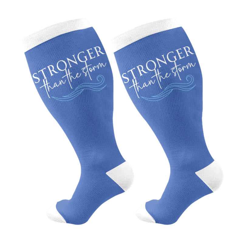 Plus Size Christian Faith Compression Socks(3 Pairs) - Blue(1 Pair) - 4XL - image 11