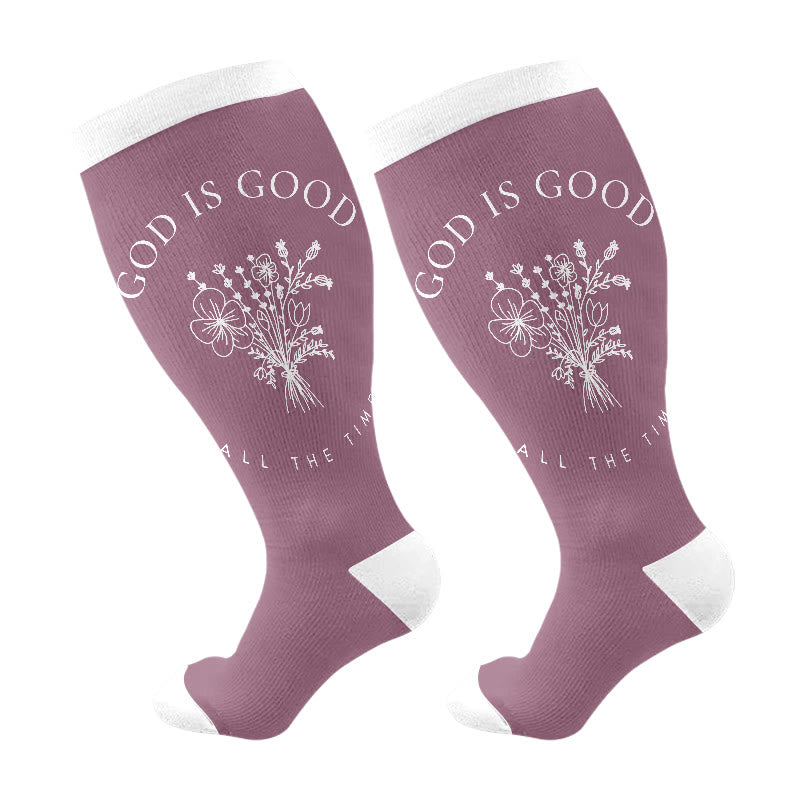 Plus Size Christian Faith Compression Socks - Purple - 4XL - image 9