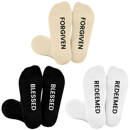 Plus Size Forgiven Blessed Redeemed Compression Socks(3 Pairs) - image 0