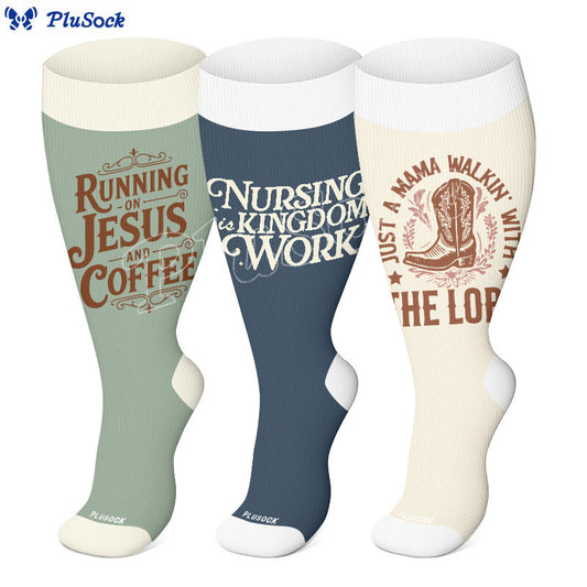 Plus Size Faith Scripture Compression Socks(3 Pairs) - image 0
