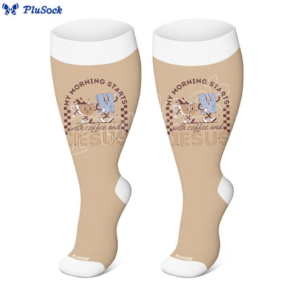 Plus Size Coffee Faith Compression Socks(3 Pairs) - image 3