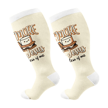 Plus Size Coffee Faith Compression Socks(3 Pairs) - Apricot(1 Pair) - 4XL - image 7