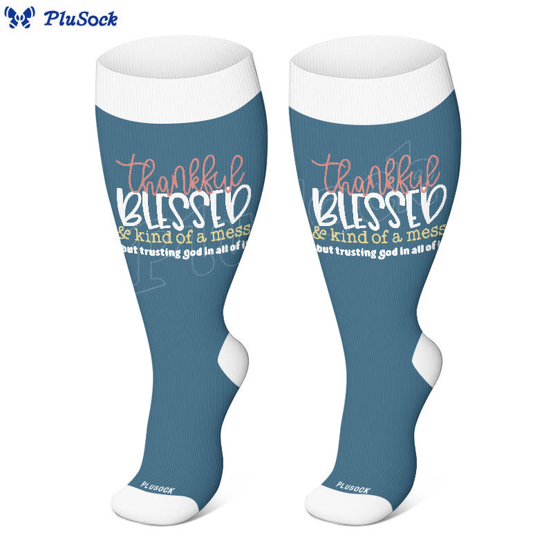 Plus Size Christian Faith Quote Compression Socks(3 Pairs) - image 4