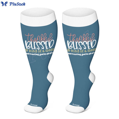 Plus Size Christian Faith Quote Compression Socks(3 Pairs) - image 4