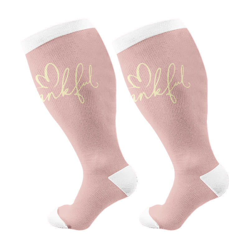 Plus Size Christian Faith Quote Compression Socks(3 Pairs) - Pink(1 Pair) - 4XL - image 5