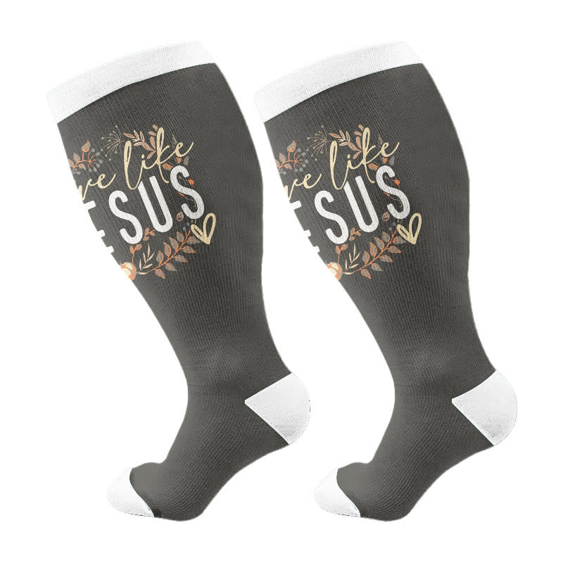 Plus Size Christian Faith Quote Compression Socks(3 Pairs) - Grey(1 Pair) - 4XL - image 7