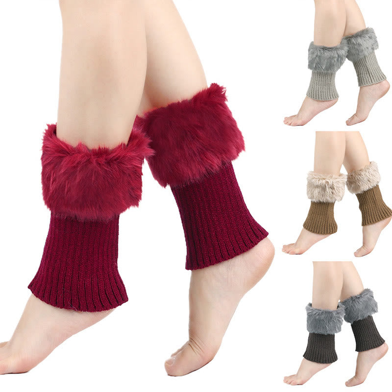 Knitted Fur Boot Cuffs Short Leg Warmers - image 1
