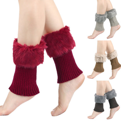 Knitted Fur Boot Cuffs Short Leg Warmers - image 1