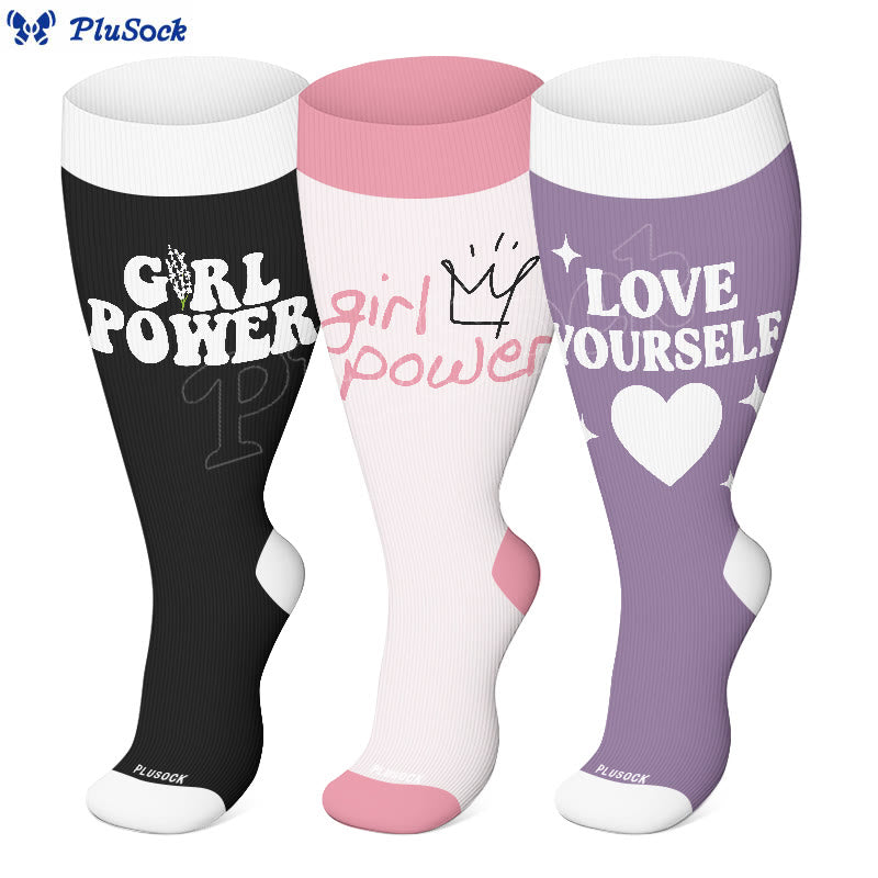 Plus Size Girl Power Confidence Compression Socks(3 Pairs) - image 0