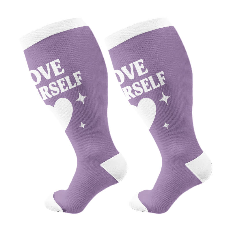Plus Size Girl Power Confidence Compression Socks(3 Pairs) - Purple(1 Pair) - 4XL - image 5