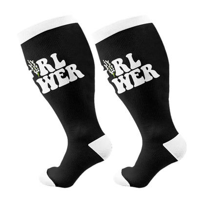 Plus Size Girl Power Confidence Compression Socks(3 Pairs) - Black(1 Pair) - 4XL - image 7