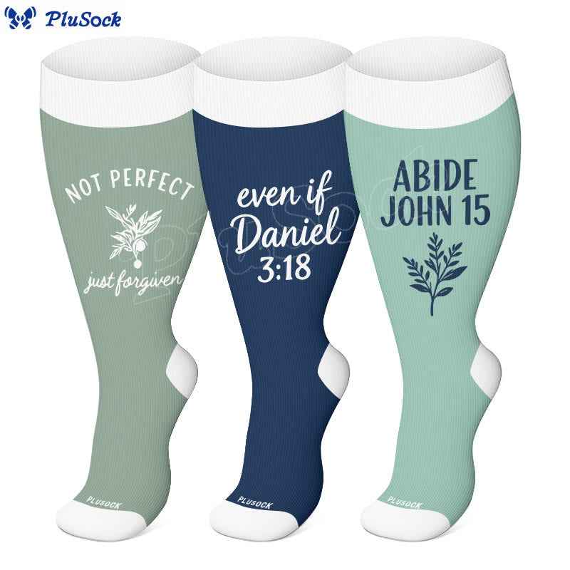 Plus Size Scripture Faith Compression Socks(3 Pairs) - image 0