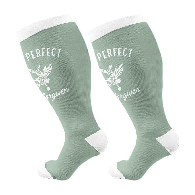 Plus Size Scripture Faith Compression Socks(3 Pairs) - Green(1 Pair) - 4XL - image 5