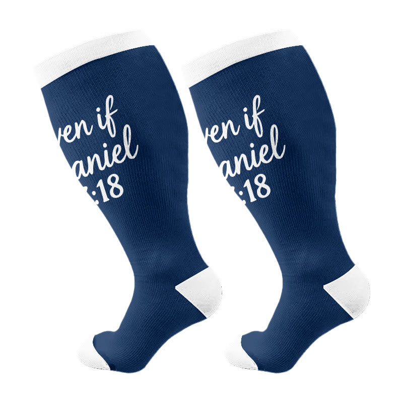 Plus Size Scripture Faith Compression Socks(3 Pairs) - Navy Blue(1 Pair) - 4XL - image 7