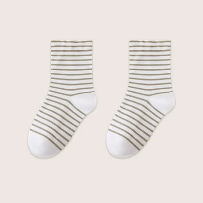 Pure Cotton Breathable Stripe Sleep Socks(3 Pairs) - Green - EU36-39(US3-6) - image 14
