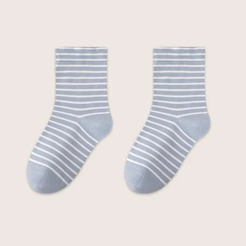 Pure Cotton Breathable Stripe Sleep Socks(3 Pairs) - Blue - EU36-39(US3-6) - image 10