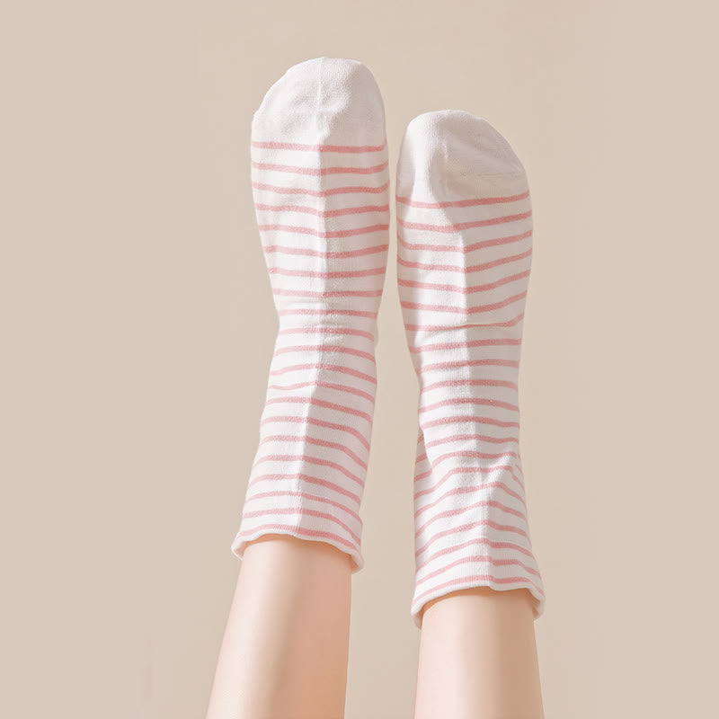 Pure Cotton Breathable Stripe Sleep Socks(3 Pairs) - image 4