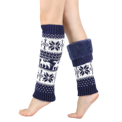 Knitted Fur Snowflake Deer Leg Warmers - image 3