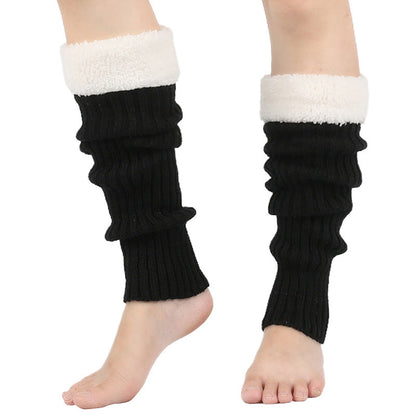 Knitted Fleece Lined Solid Leg Warmers - Black - One Size - image 3