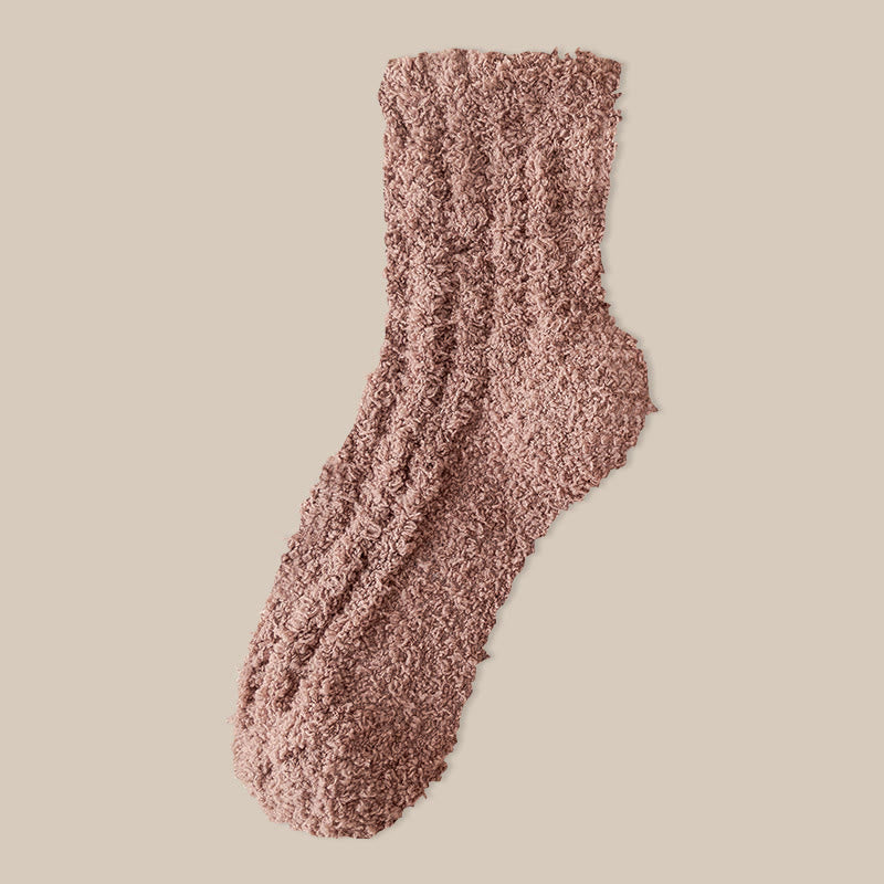 Coral fleece Winter Sleep Socks(7 Pairs) - Brown - EU39-43(US6-9) - image 17