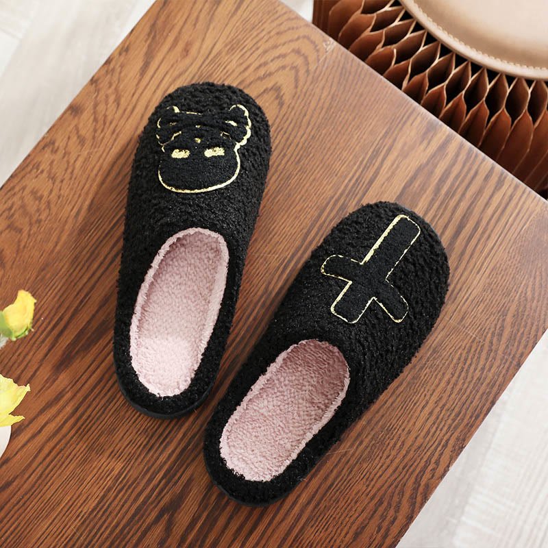 Plus Size Skull Crossbones Slippers - Black - EU44-45(US10-11) - image 3