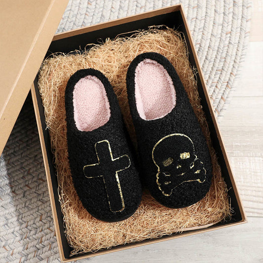 Plus Size Skull Crossbones Slippers - image 0