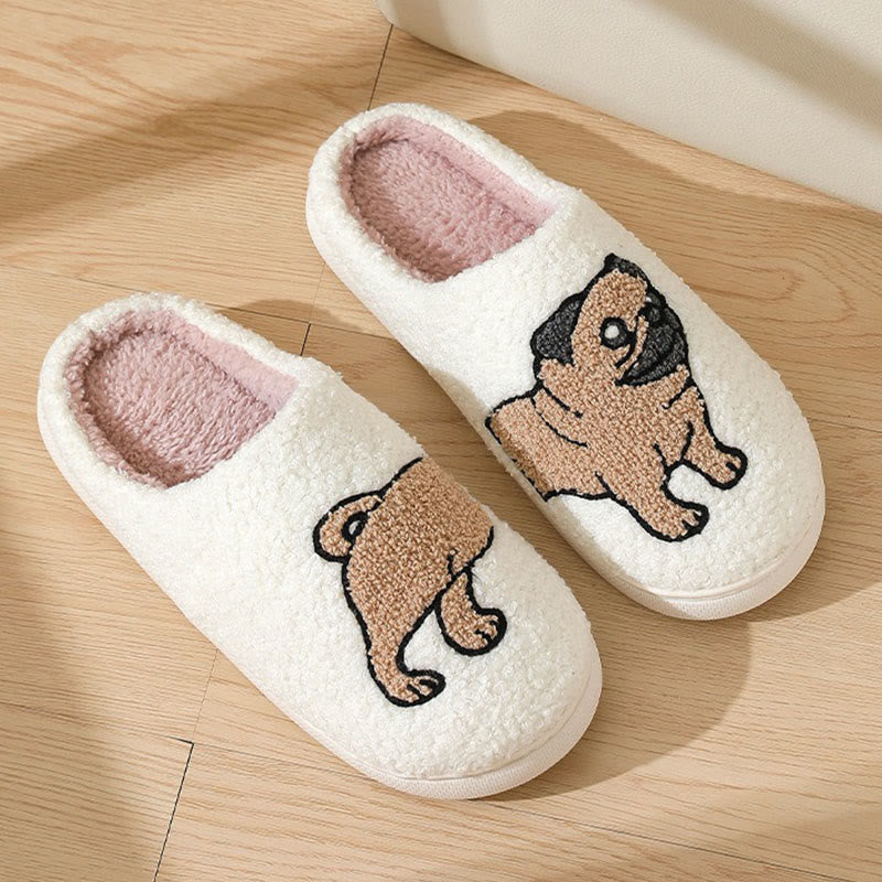 Plus Size Pug Slippers - White - EU44-45(US9-10) - image 7