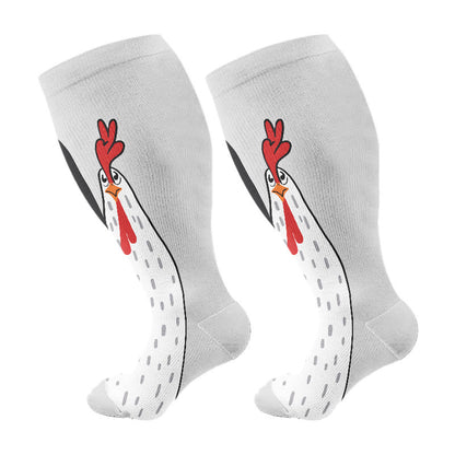 Plus Size Funny Chicken Feet Compression Socks(3 Pairs) - Grey(1 Pair) - 4XL - image 7