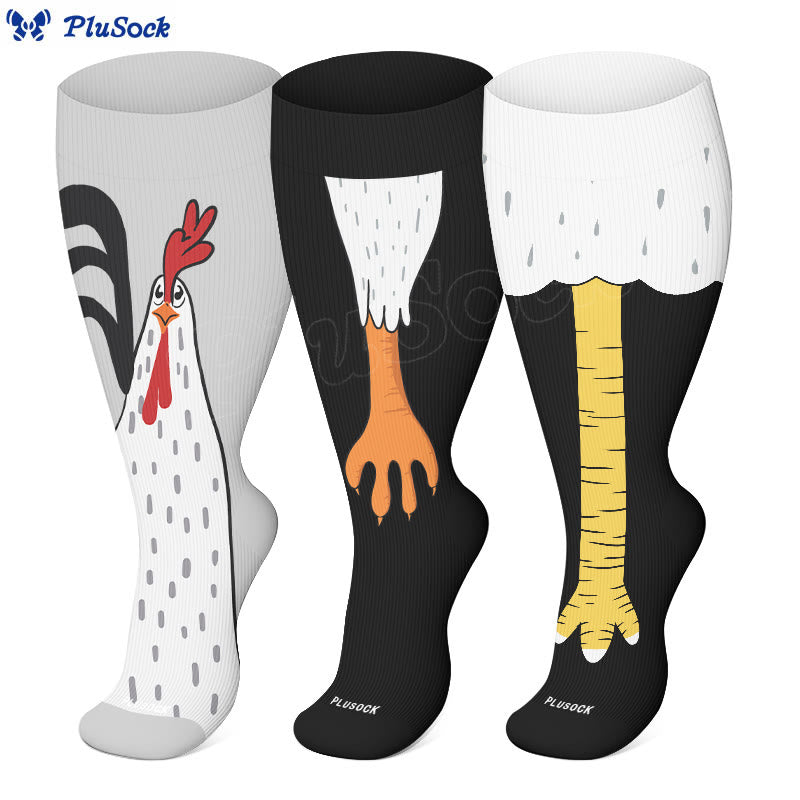Plus Size Funny Chicken Feet Compression Socks(3 Pairs) - image 0