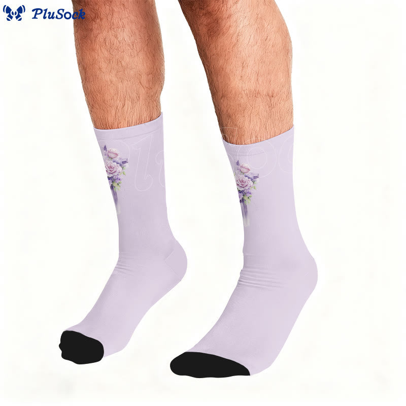 Floral Cross Faith Quarter Socks - image 2