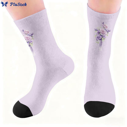 Floral Cross Faith Quarter Socks - image 4
