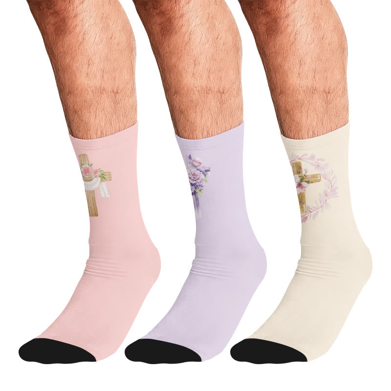 Floral Cross Faith Quarter Socks - Multicolor - EU37-44(US4-10) - image 10