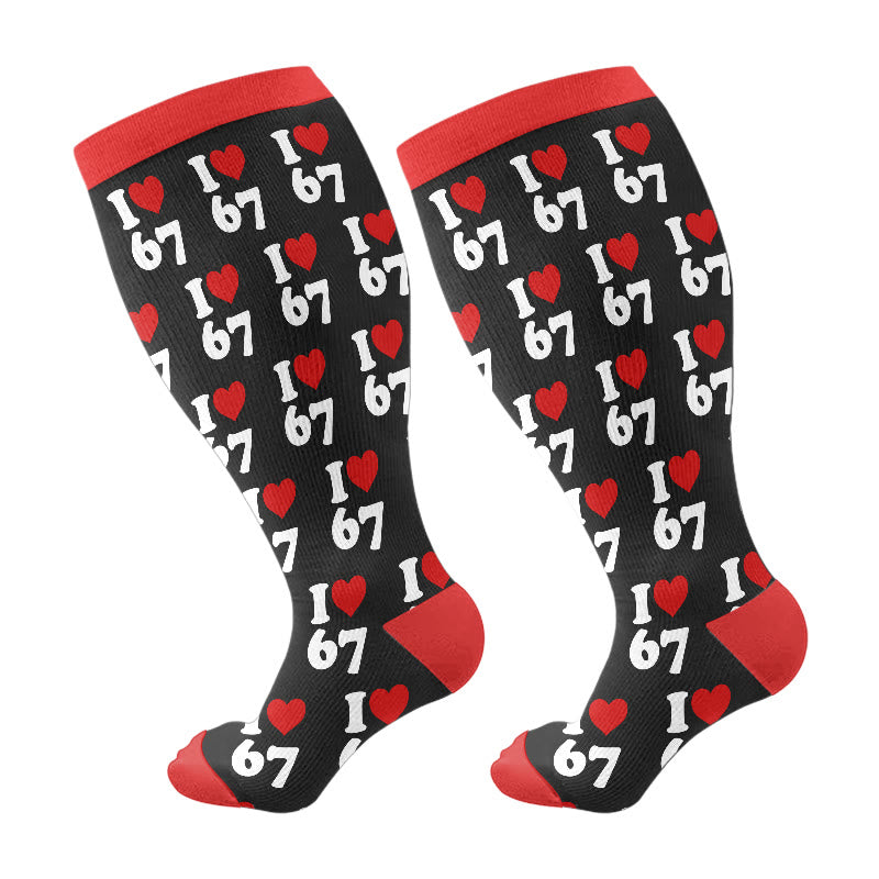 Plus Size 67 Compression Socks(3 Pairs) - Black(1 Pair) - 4XL - image 5