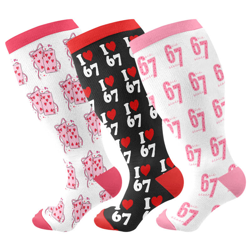 Plus Size 67 Compression Socks(3 Pairs) - Multicolor - 4XL - image 1