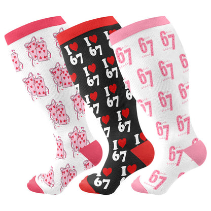 Plus Size 67 Compression Socks(3 Pairs) - Multicolor - 4XL - image 1