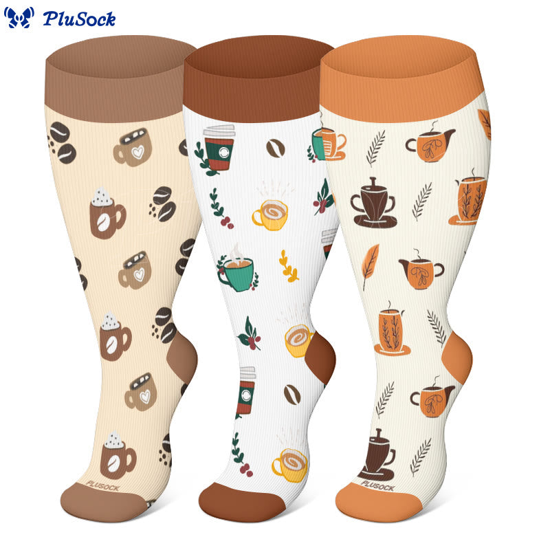 Plus Size Coffee Series Compression Socks - image 0