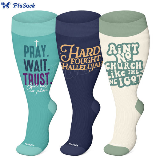 Plus Size Bible Verse Compression Socks(3 Pairs) - image 0