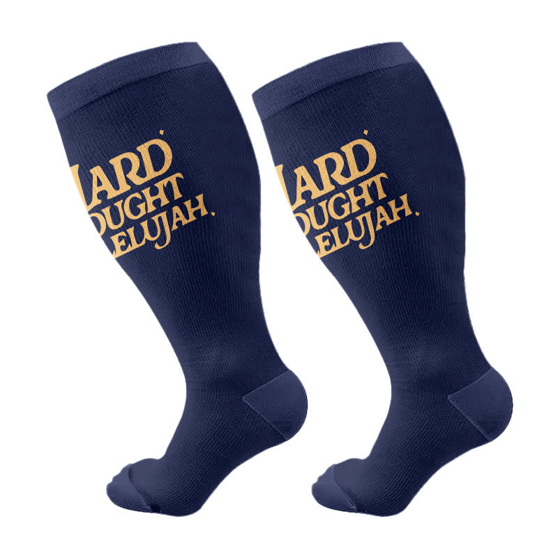 Plus Size Bible Verse Compression Socks(3 Pairs) - Navy Blue(1 Pair) - 4XL - image 6