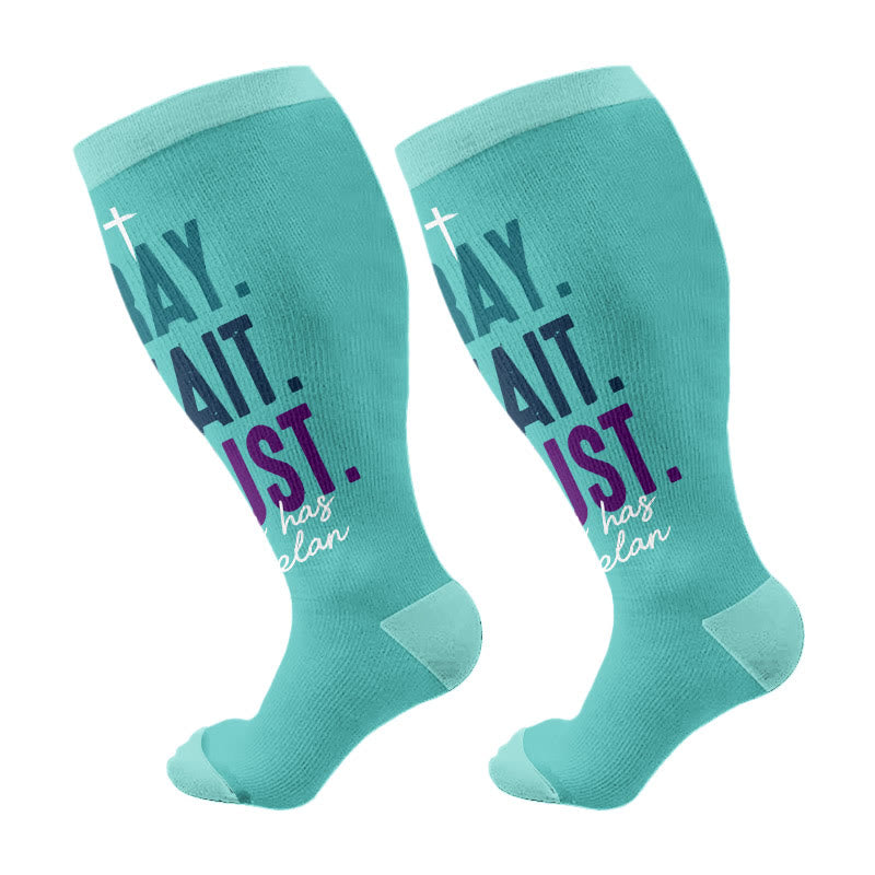 Plus Size Bible Verse Compression Socks(3 Pairs) - Green(1 Pair) - 4XL - image 5