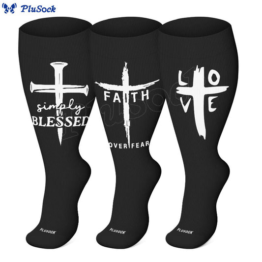 Plus Size Christian Cross Faith Compression Socks(3 Pairs) - image 0